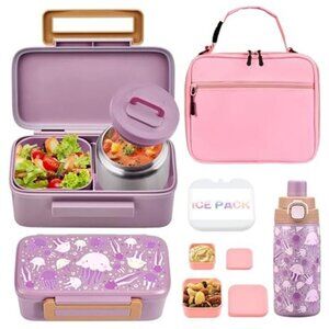 Bento Box for Kids w/ 8oz Soup Thermo, Insulated Lunch Bag & 17oz Water